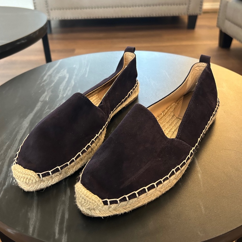 Blue leather loafers